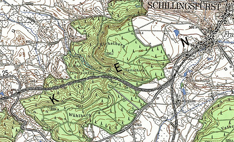 Karte Schillingsfrst etwa 1971