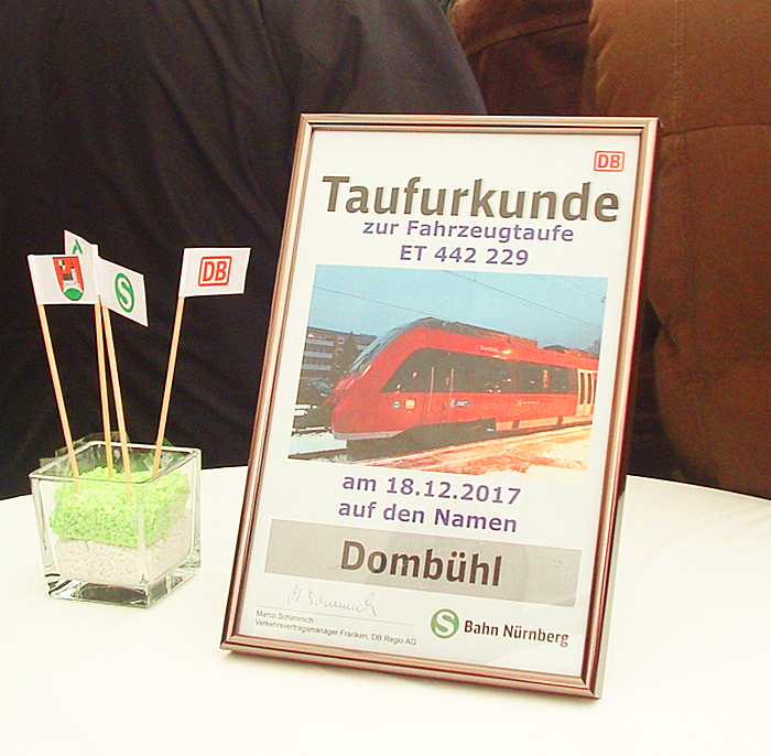 Taufurkunde ET 442 229 "Dombhl"