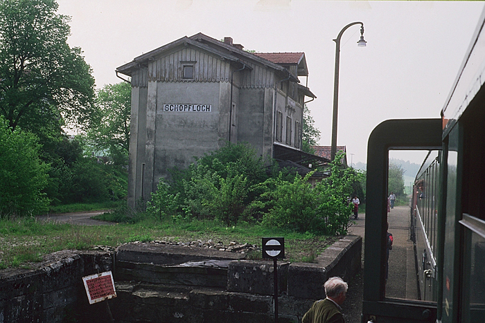 Sonderzug am 14. Mai 1985 Abschiedsfahrt Halt Schopfloch