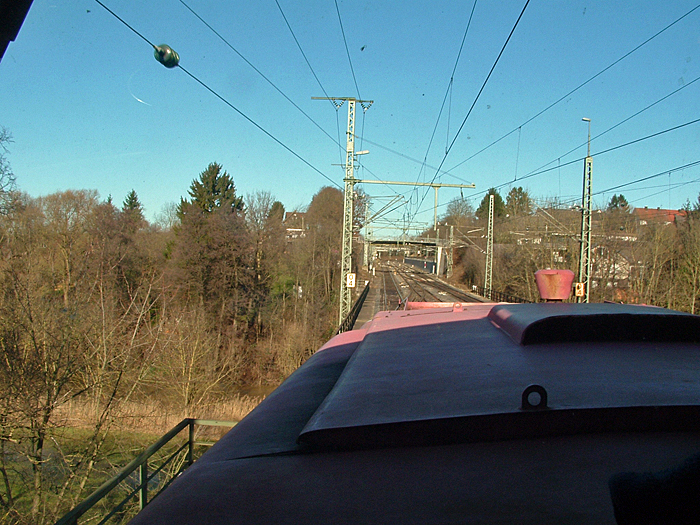 Auf der Jagstbrcke Crailsheim 13.1.2015