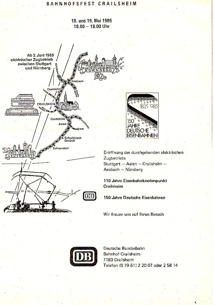 Streckenplan Crailsheim Mai 1985