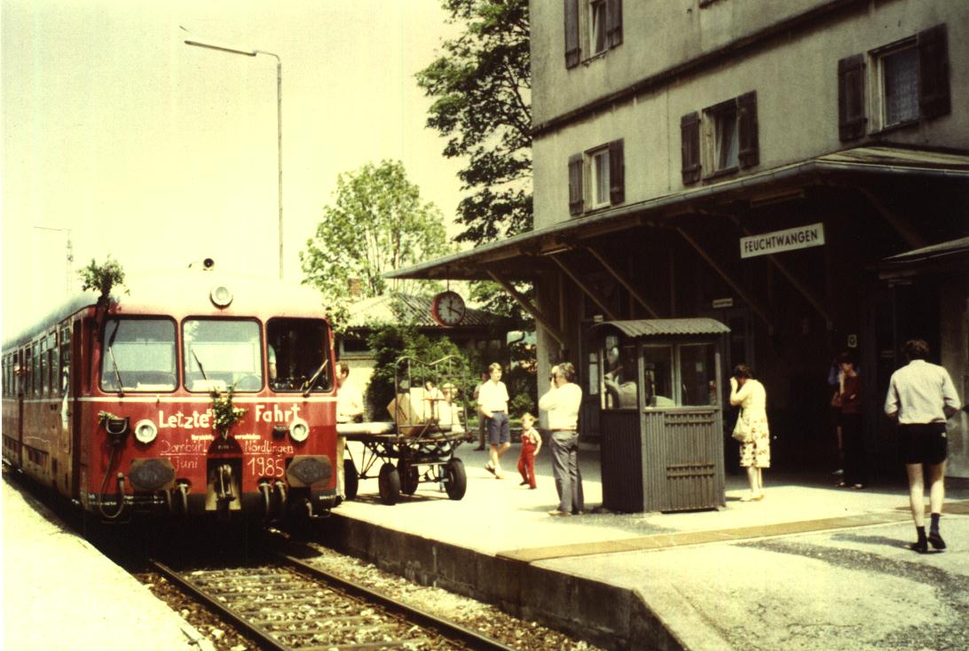 Die letzten Reisenden am 1. Juni 1985 in Feuchtwangen