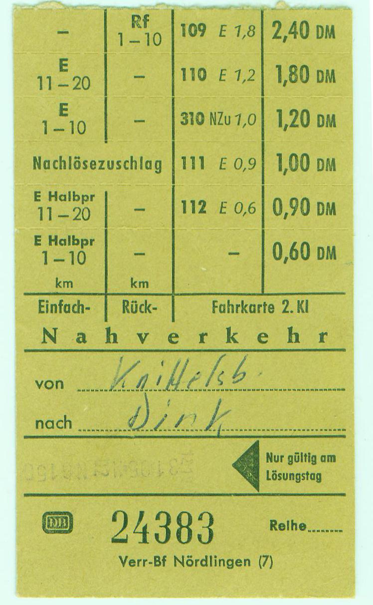 Letzte Fahrkarte nach Knittelsbach 1975