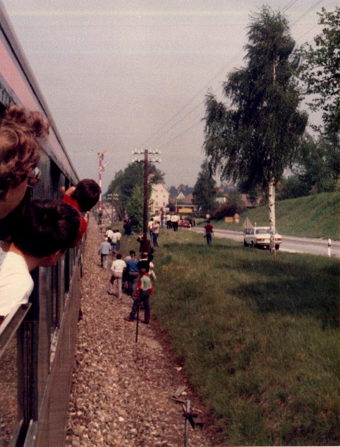 Einfahrt des Sonderzuges n Dinkelsbhl am 18,5,1985