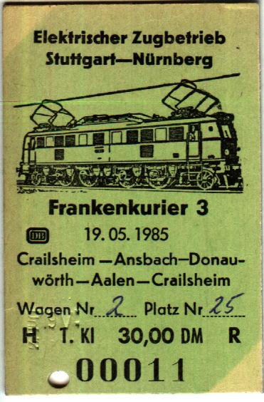 Fahrkarte 19.5.1985 