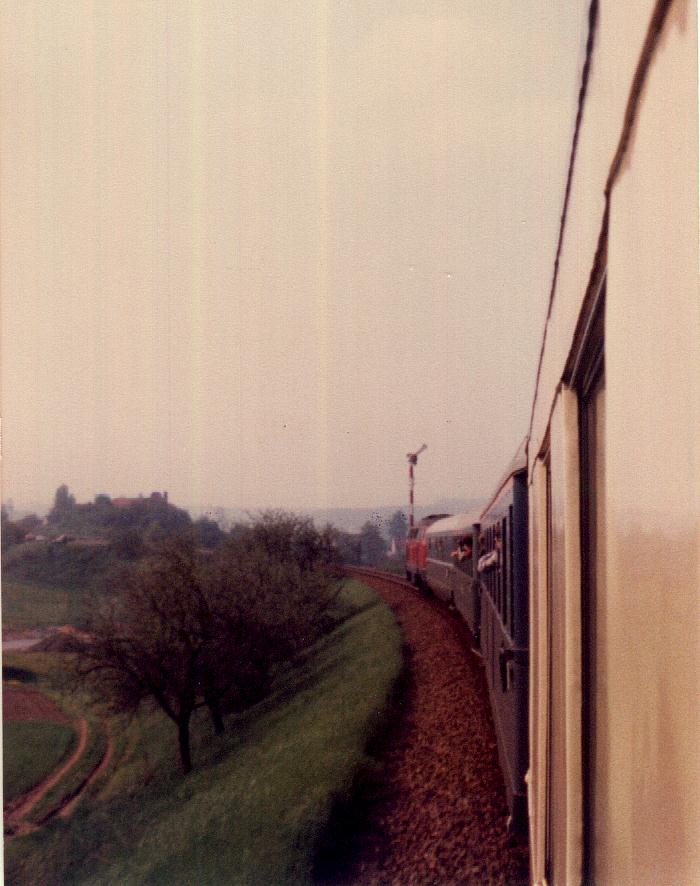 Einfahrt in Schopfloch Sonderzug 18.5.1985