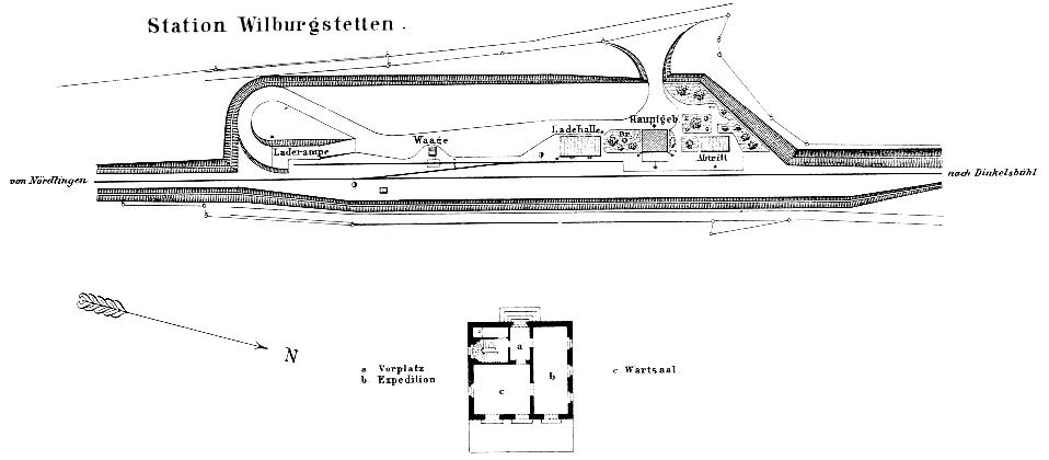 Gleisplan Wilburgstetten 1876